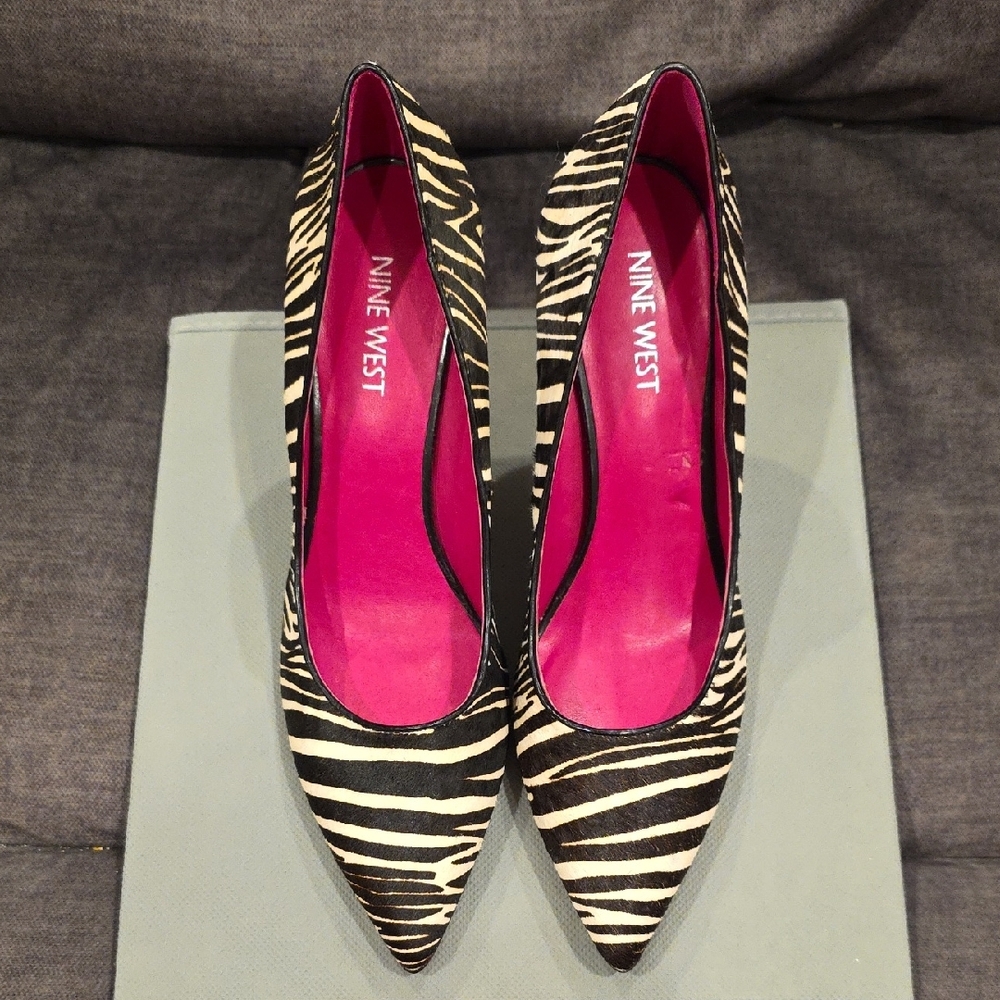 Nine West Black and White Zebra Print Heels